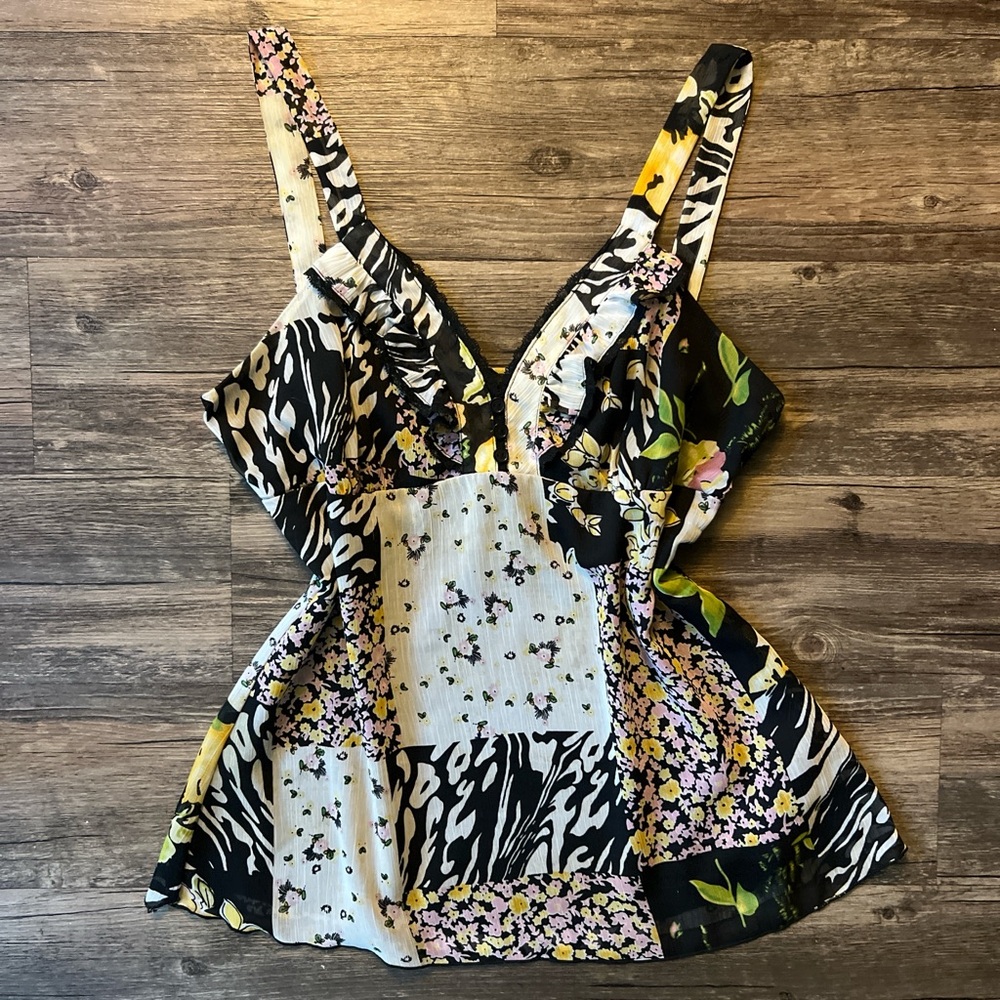 Fun and Flirty Floral Patchwork Y2K Top